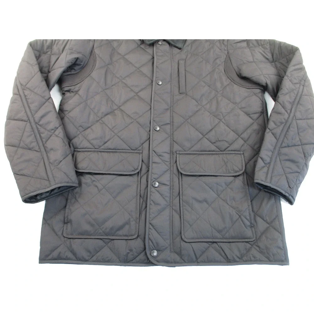 Banana Republic Quilted Jacket Mens Large Black Water Resistant Corduroy Collar
